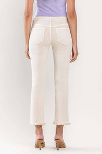 VERVET CREAM MID RISE CROP STRAIGHT JEANS