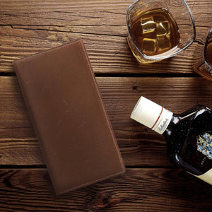 Dark BrownLeather Bifold Wallet Long Wallet