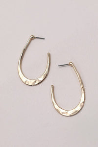 HAMMERED U SHAPE HOOP DROP EARRINGS