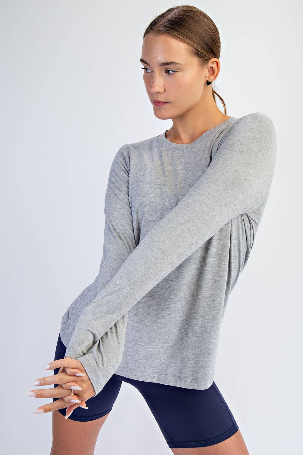 BLACK VISCOSE MODAL LONG SLEEVE TOP