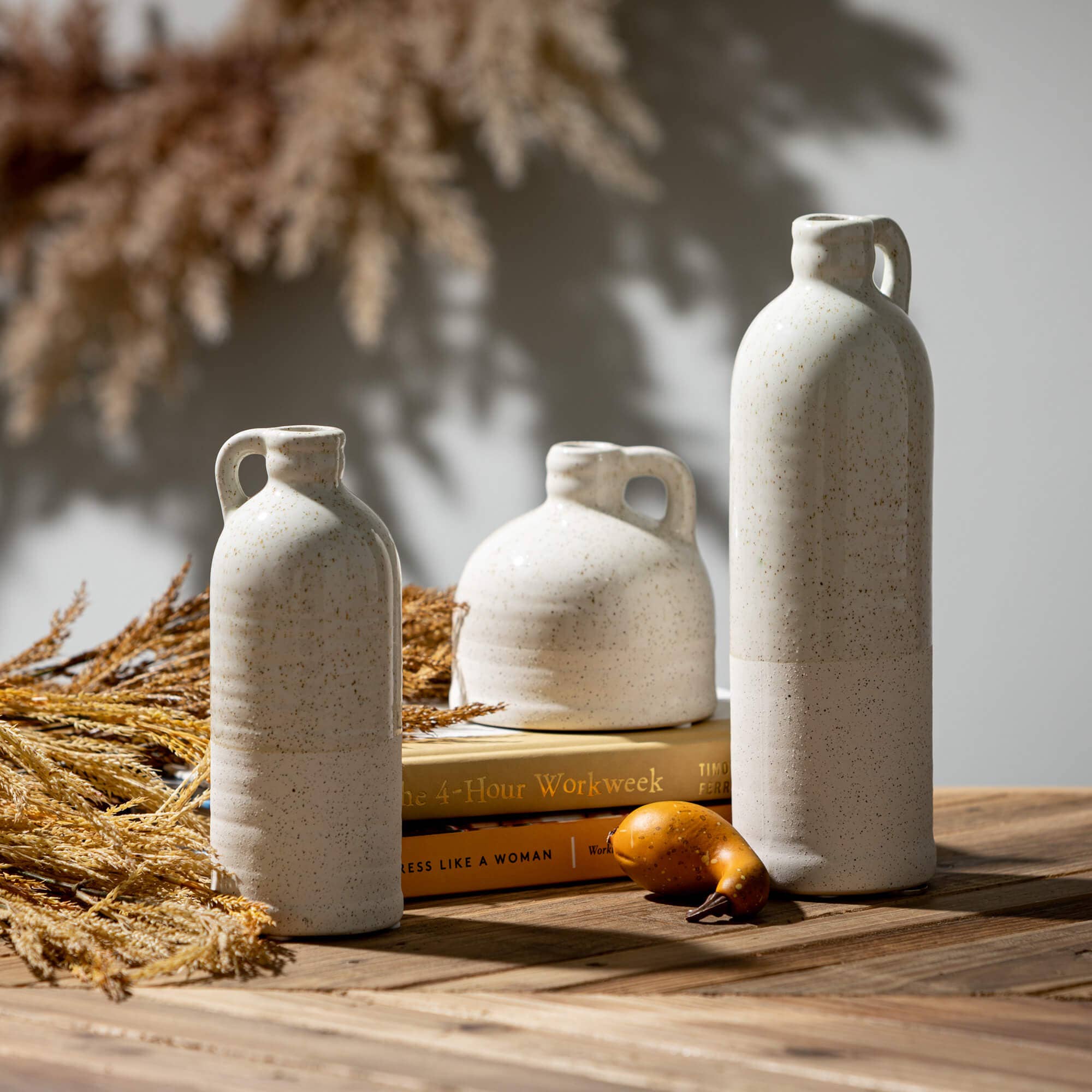 WHITE SPECKLED JUG VASE