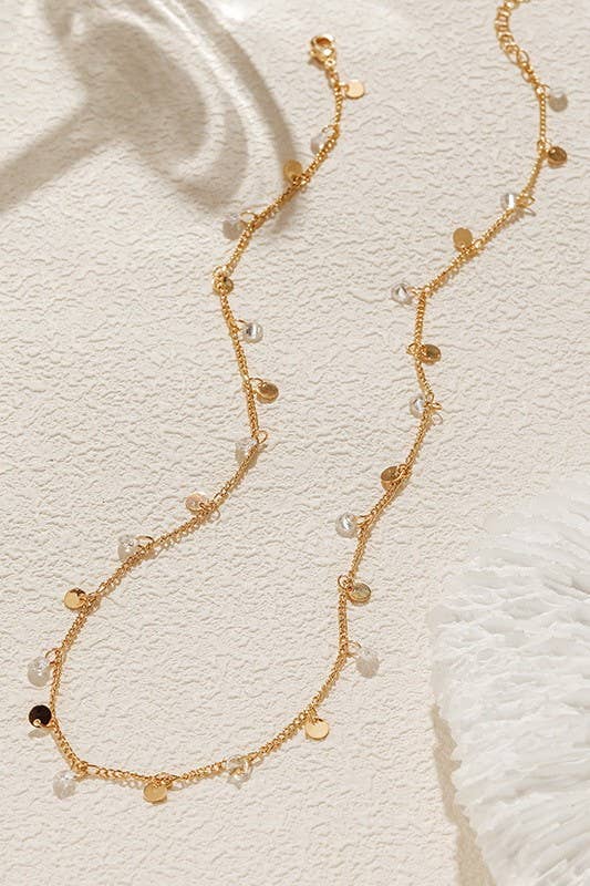 GOLD 18K STAINLESS STEEL TARNISH FREE DISC NECKLACE