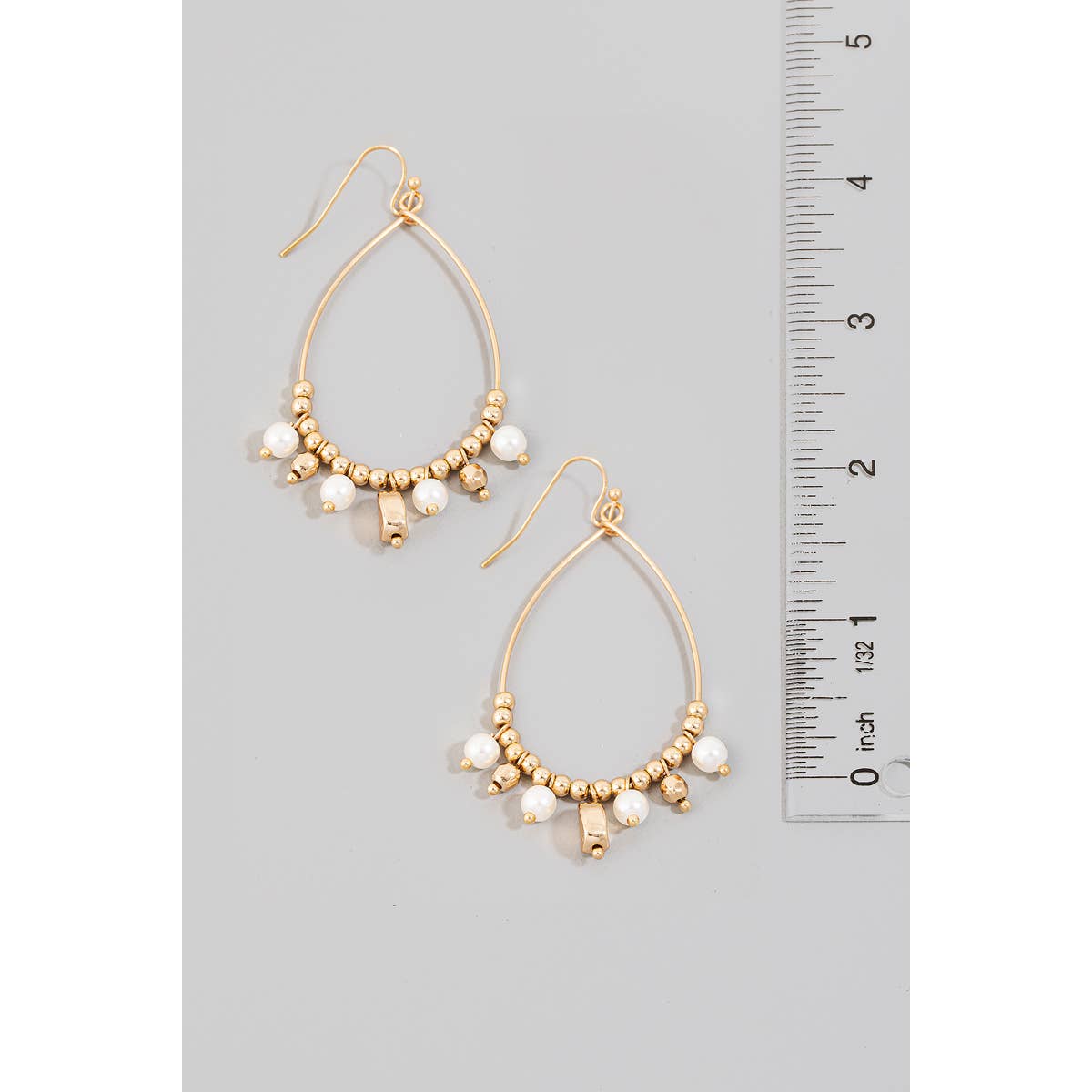 Pearl And Metallic Beaded Tear Dangle Earrings