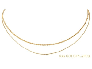 18K Gold Plated Rope Chain, Petite Round Snake Chain Necklace