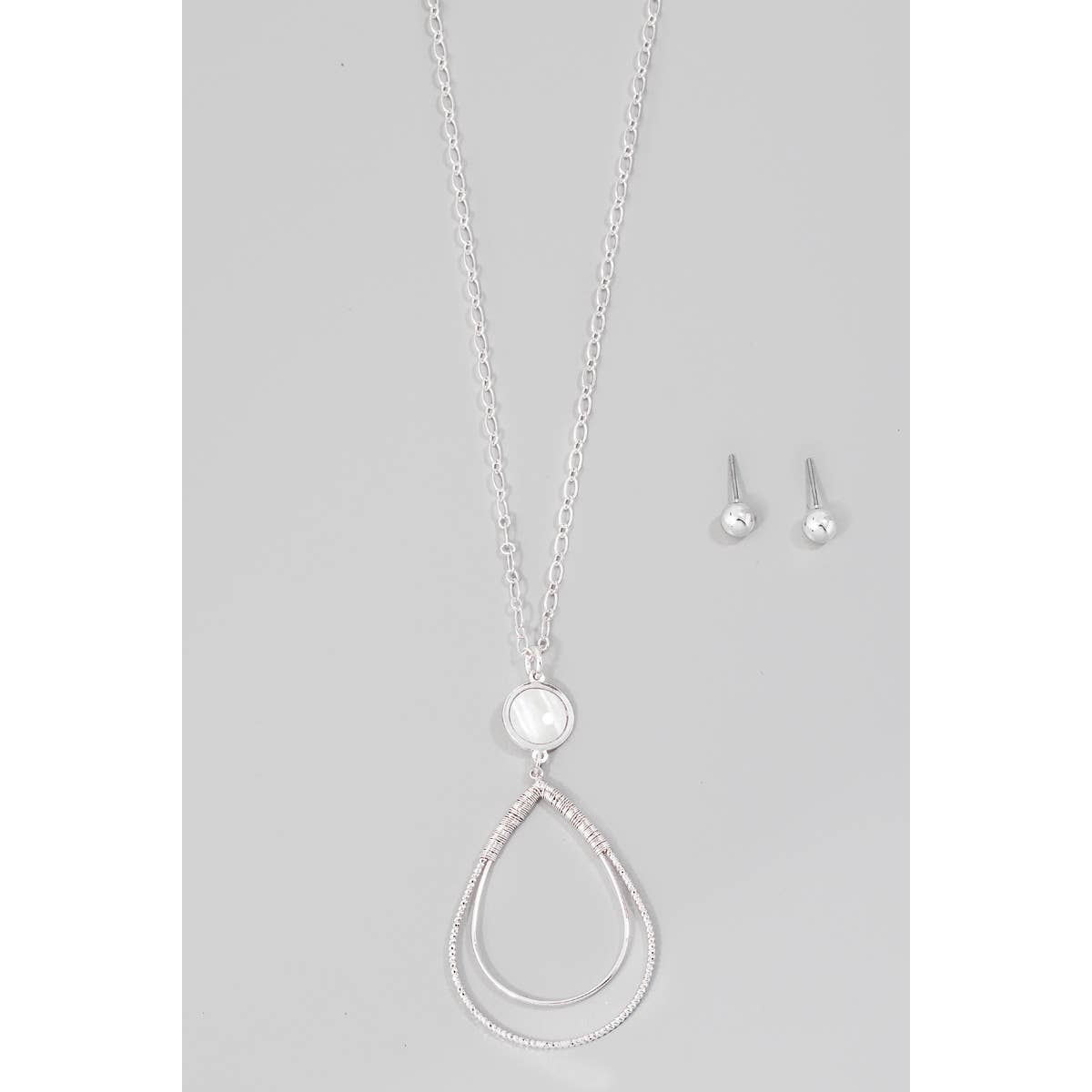 Shell Disc Tear Layered Pendant Necklace Set