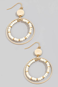 Layered Beaded Hoop Drop Earrings