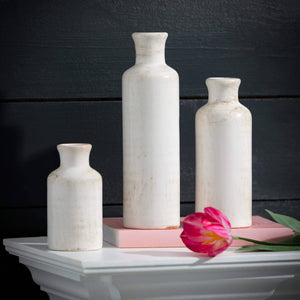 WHITE BOTTLE VASE