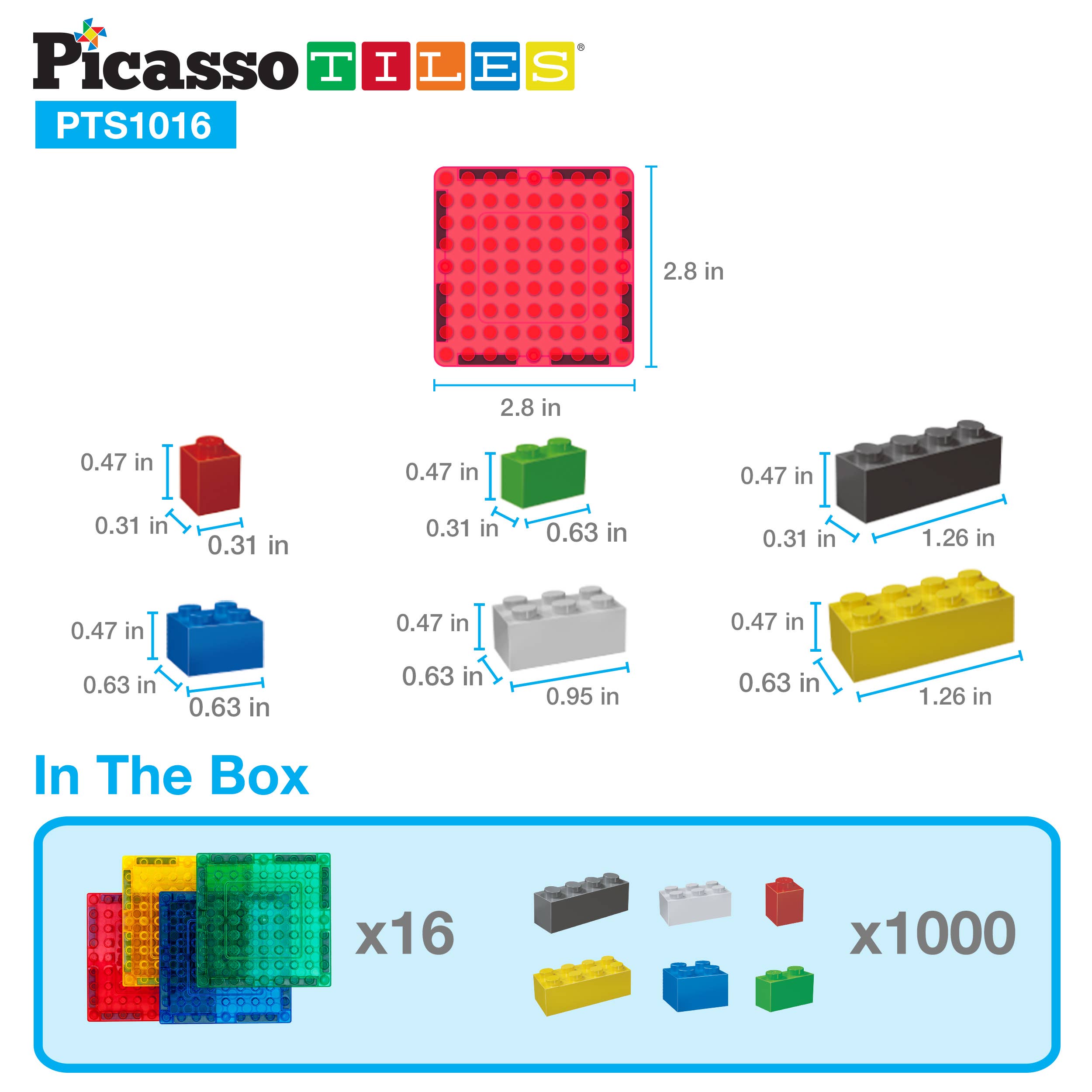 1016 Piece Magnetic Brick Tiles & Bricks