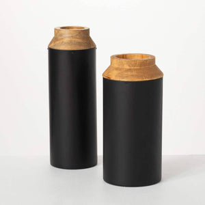 WOOD BLACK VASES