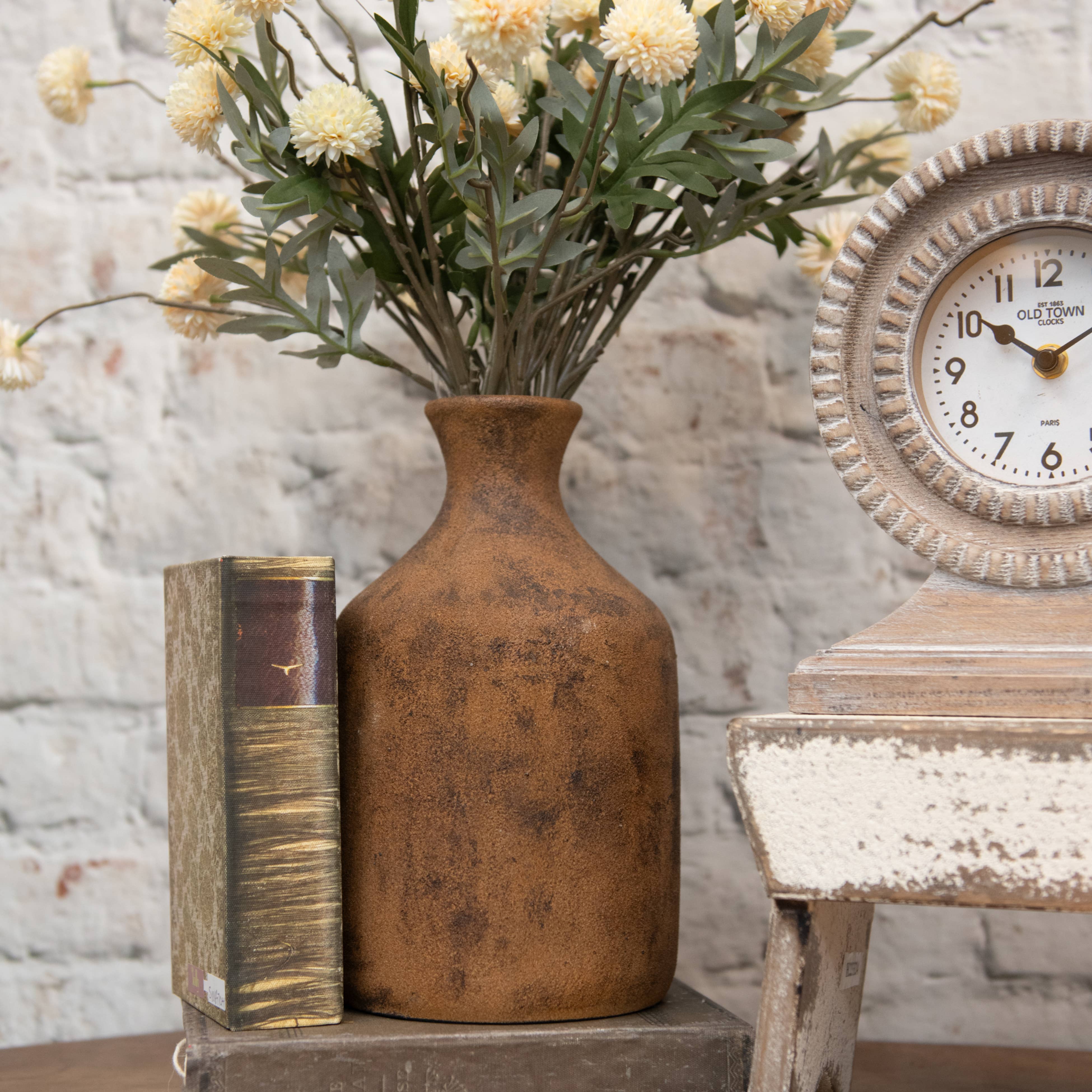 9.75" BROWN & RUST TONE BOTTLE VASE