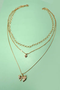 MULTI LAYERED BOW HEART NECKLACE