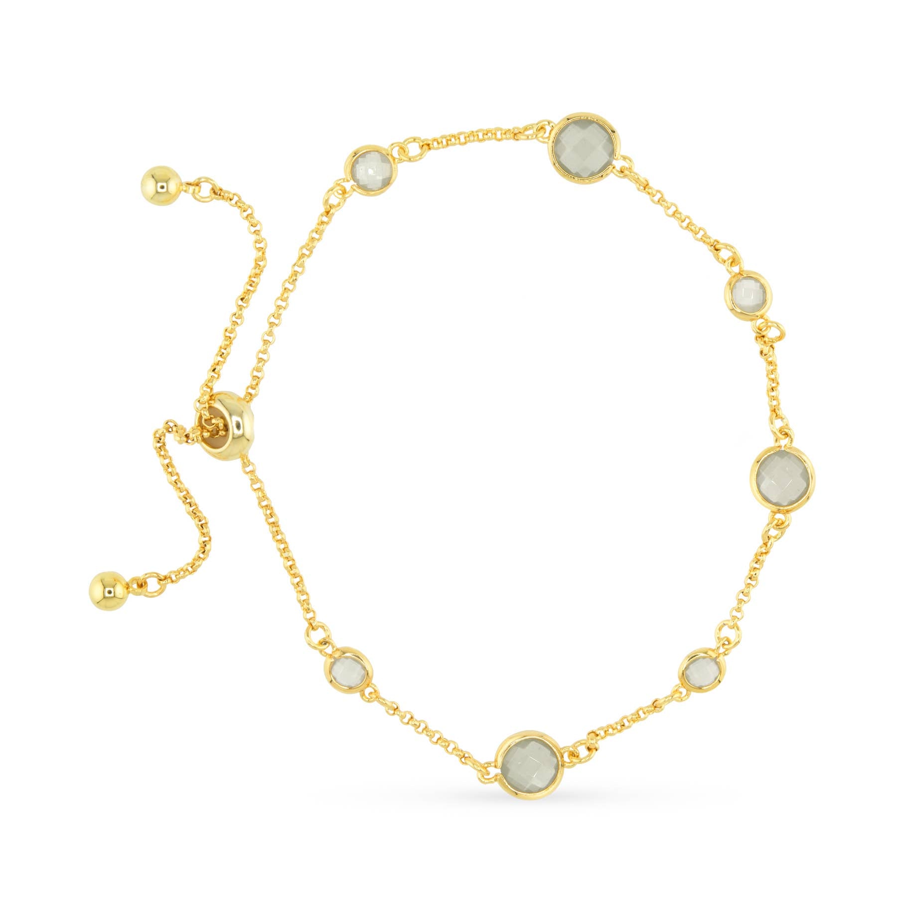 Faceted CZ Bracelet | Ice Blu Collection: Light Grey / 18K Gold Dipped