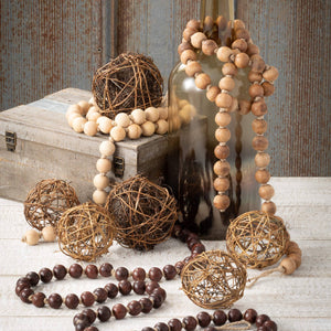 BROWN WOOD BEADED GARLAND