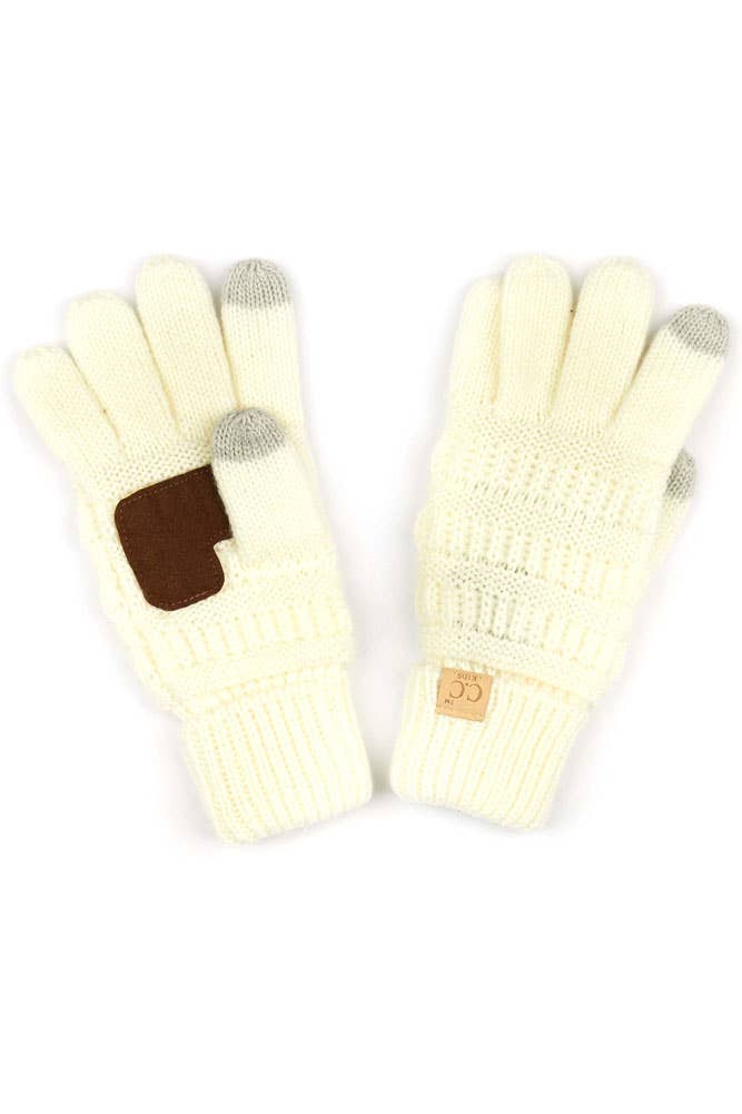 Black C.C Kids Knit Gloves
