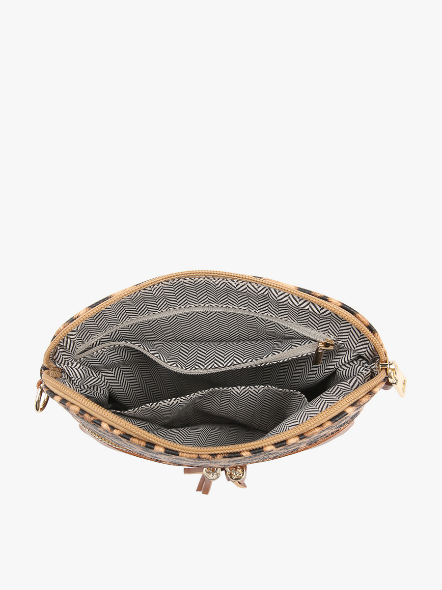 Diamond-Beige Tara Double Zip Crossbody/Wristlet