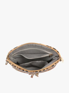 Khaki/ Light Khaki Tara Double Zip Crossbody Bag/Wristlet