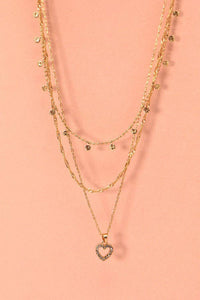 RHINE HEART BALL CHAIN DISC LAYER NECKLACE