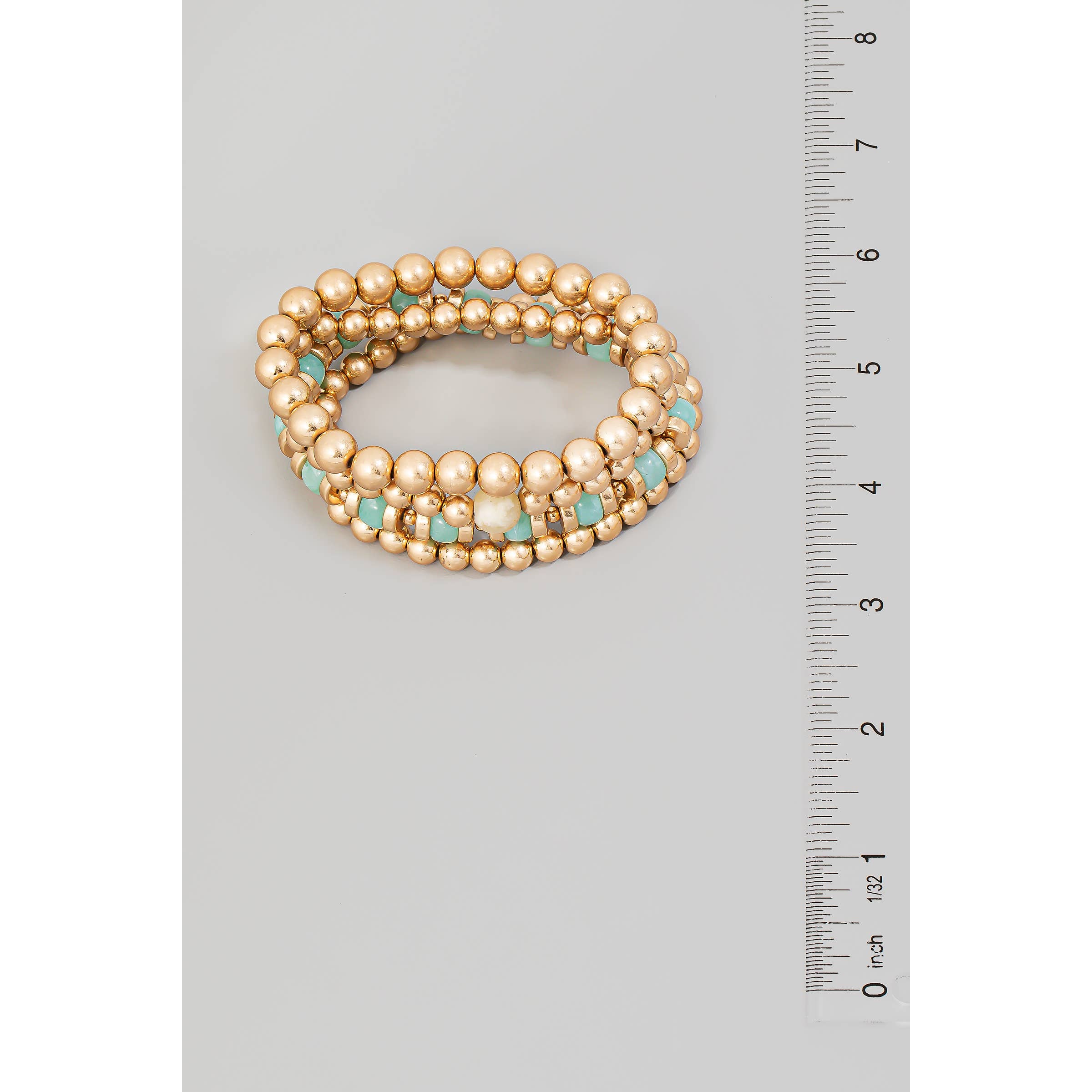 Stone And Metallic Beaded Bracelet Set