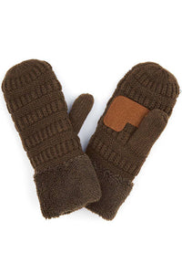 Navy C.C Solid Color Knitted Mitten Gloves