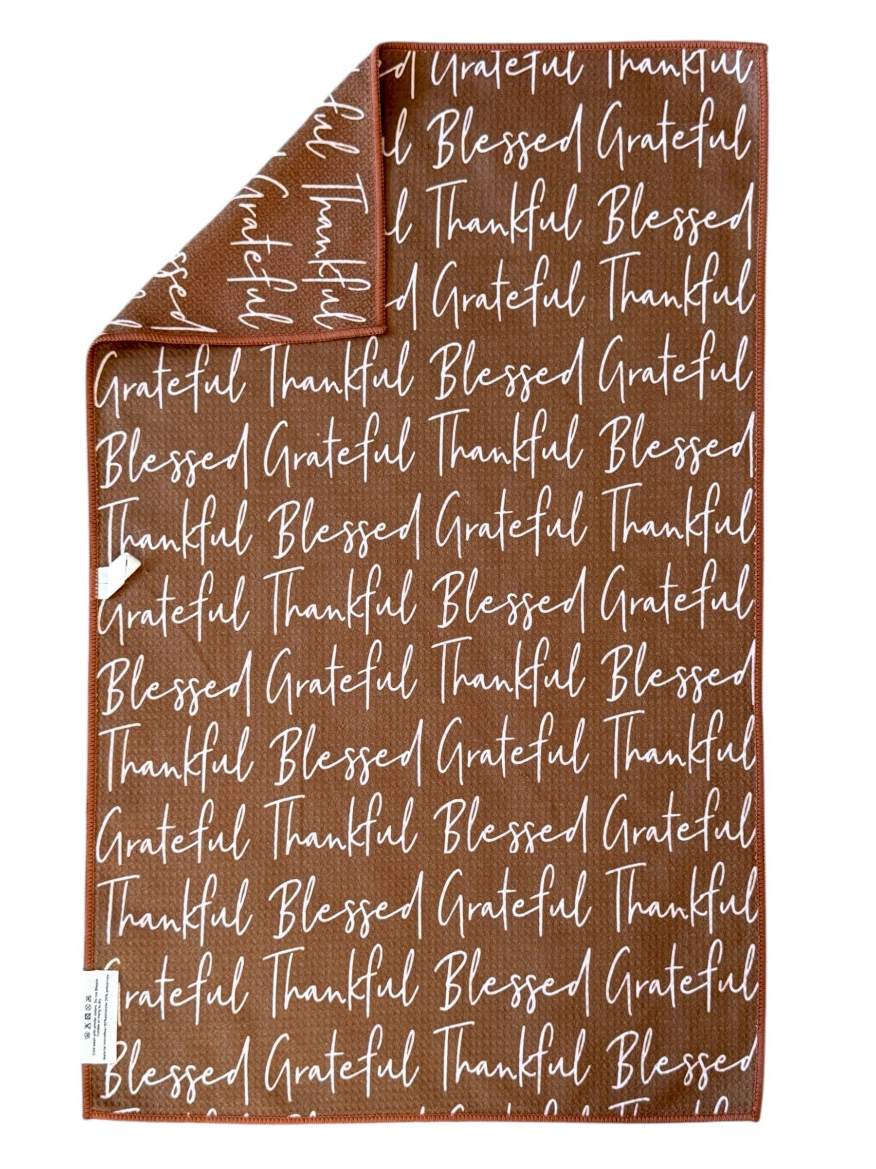 Thankful: Double-Sided Hand Towel: Brown / 17x27 in / Hand Towel