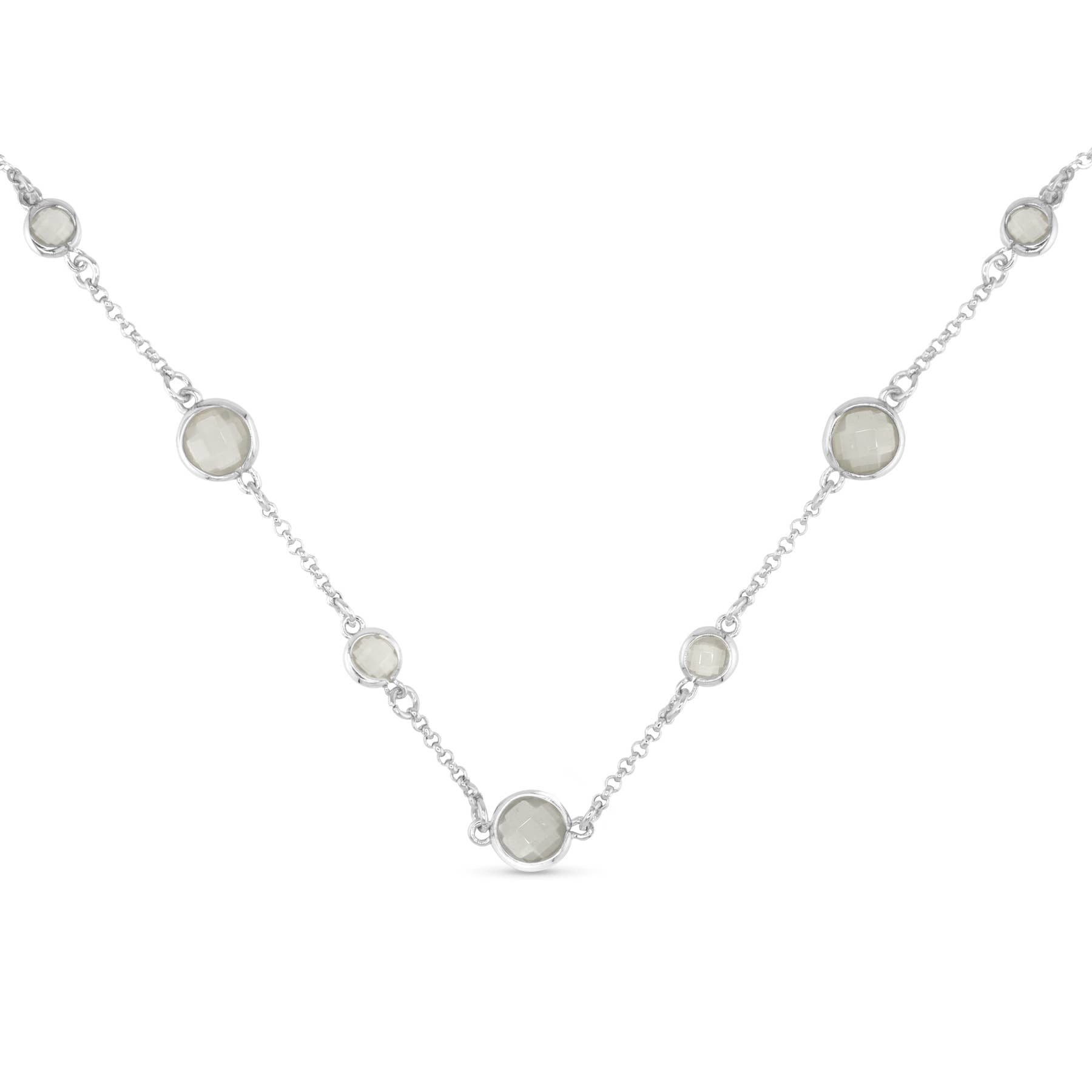 Faceted CZ Necklace | Ice Blu Collection: Light Grey / 18K Gold Dipped