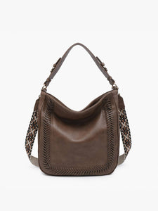 Latte Aris Small Whipstitch Hobo w/ Guitar Strap