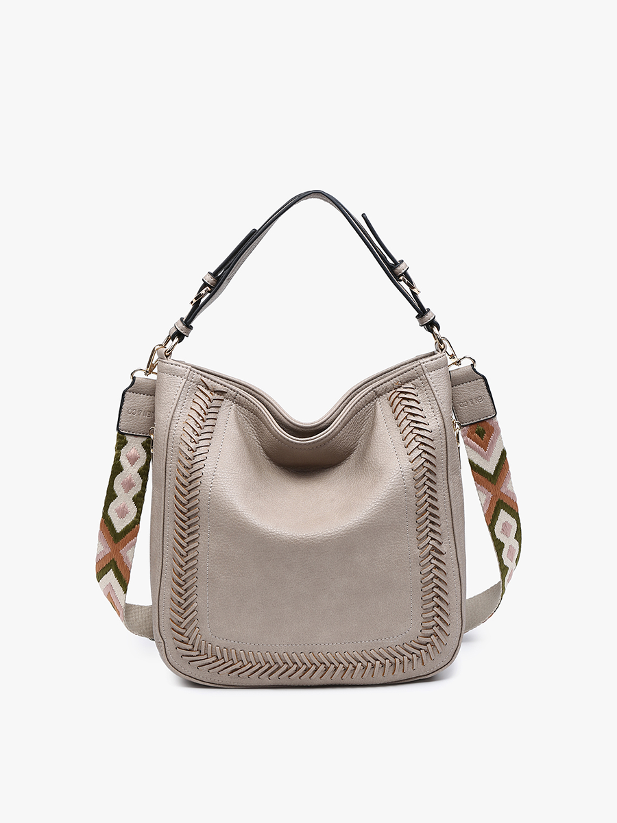 Latte Aris Small Whipstitch Hobo w/ Guitar Strap