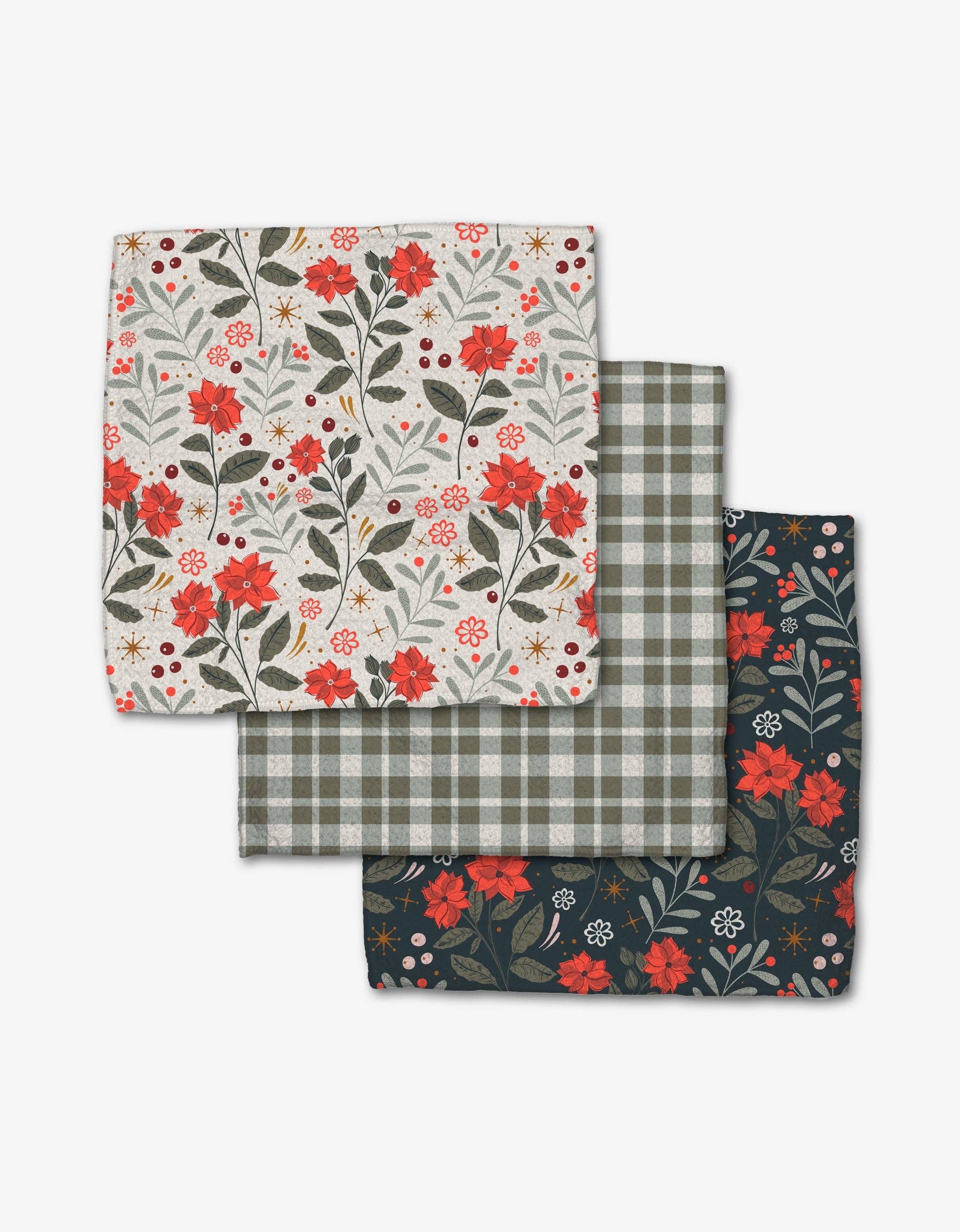 Holiday Floral Dishcloth Set