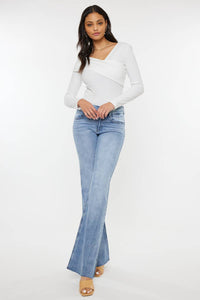 Mid-Rise Double Band Flare Jeans