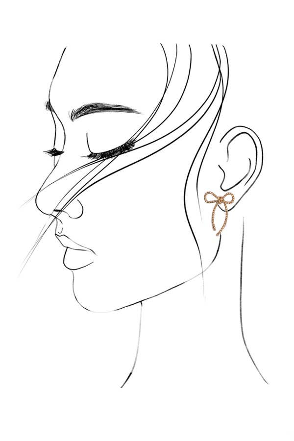 SILVER ROPE BOW DESIGN STUD EARRINGS