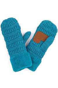 Navy C.C Solid Color Knitted Mitten Gloves