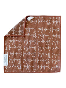 Thankful: Double-Sided Washcloth: Brown / 12x12 in / Washcloth