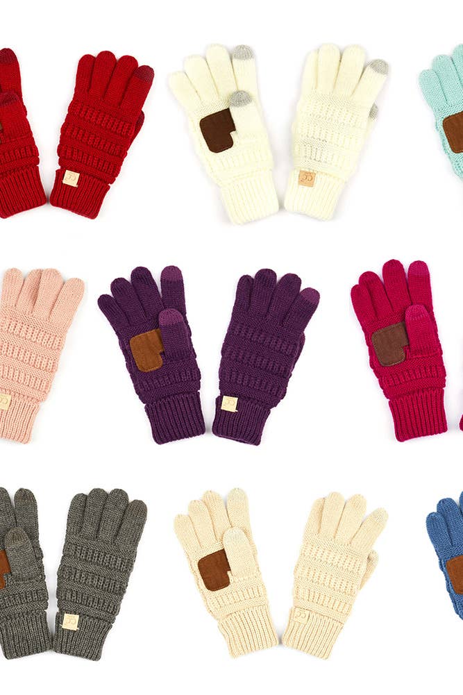 Beige C.C Kids Knit Gloves
