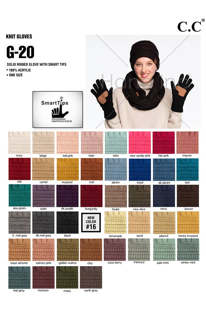 Navy C.C Knitted Touch Screen Compatible Gloves