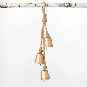 GOLD SWAG BELL ORNAMENT TRIO