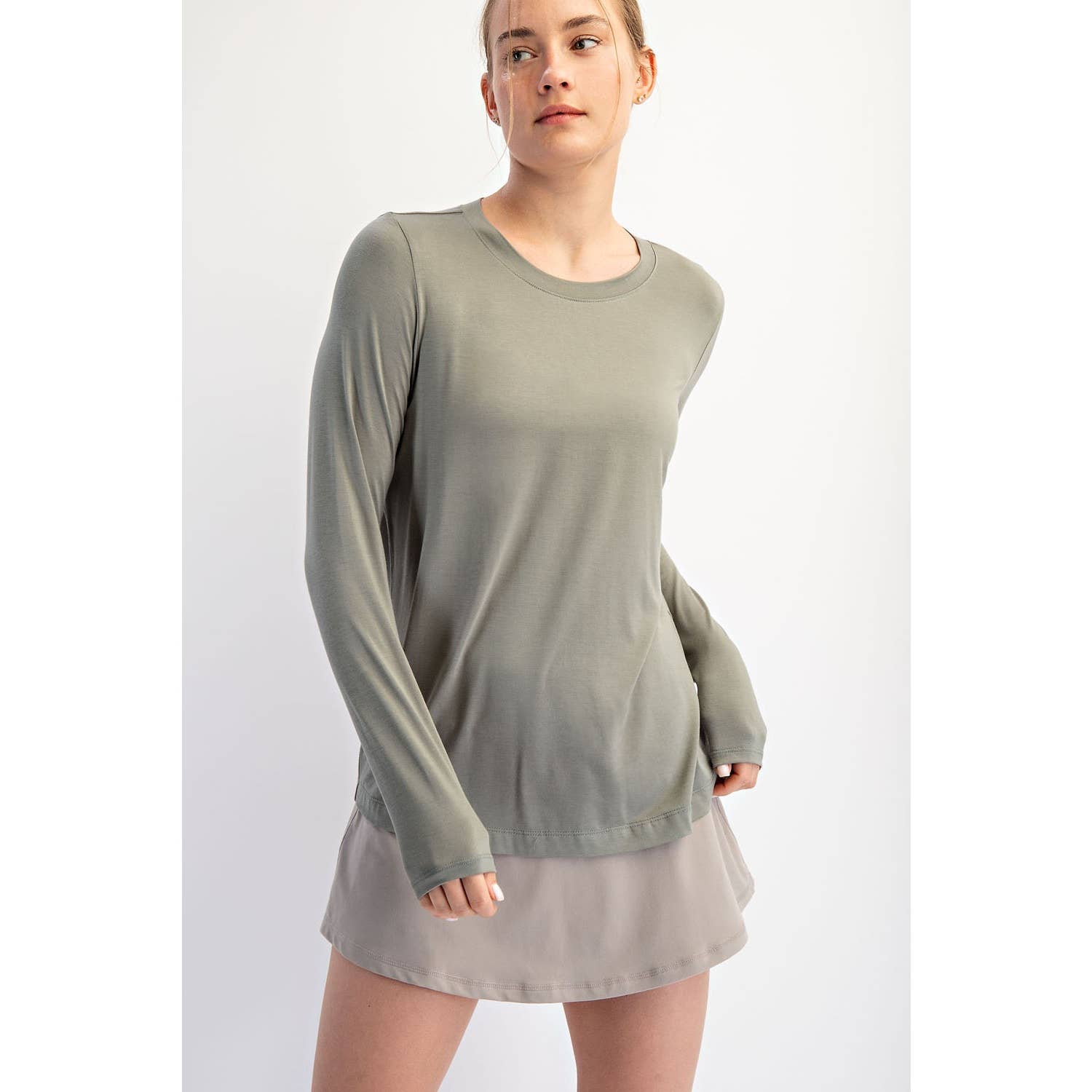 BLACK VISCOSE MODAL LONG SLEEVE TOP