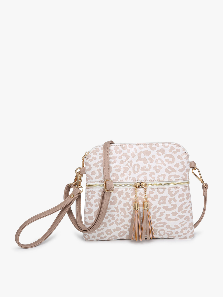 Diamond-Beige Tara Double Zip Crossbody/Wristlet