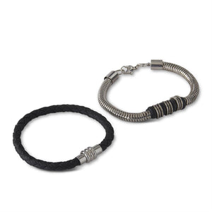 Unisex Silver/Black Adjustable Bracelets