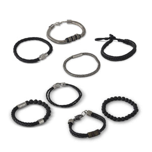 Unisex Silver/Black Adjustable Bracelets
