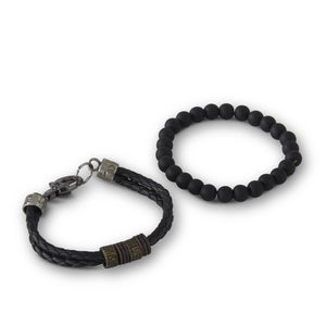 Unisex Silver/Black Adjustable Bracelets