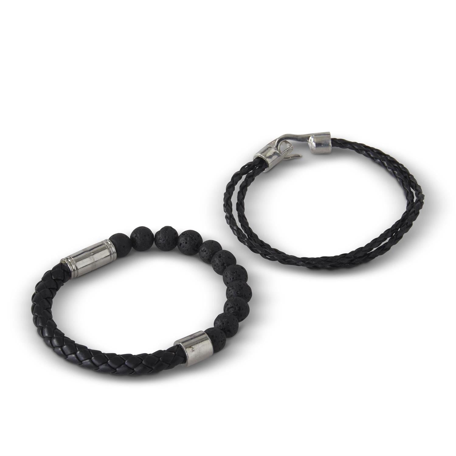 Unisex Silver/Black Adjustable Bracelets