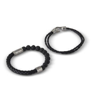 Unisex Silver/Black Adjustable Bracelets