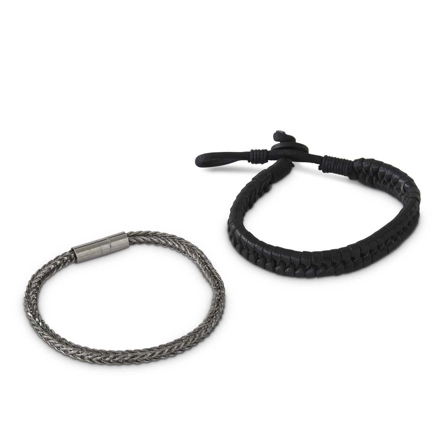 Unisex Silver/Black Adjustable Bracelets