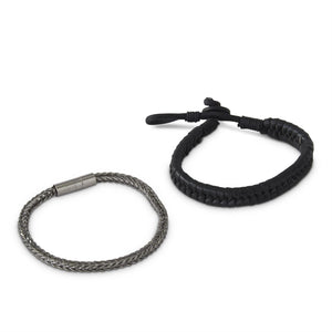 Unisex Silver/Black Adjustable Bracelets