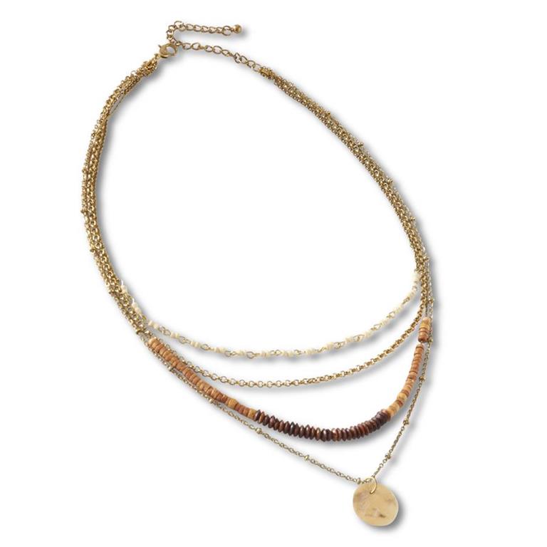 Four Strand Rust And Brown Necklace