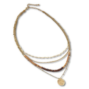 Four Strand Rust And Brown Necklace