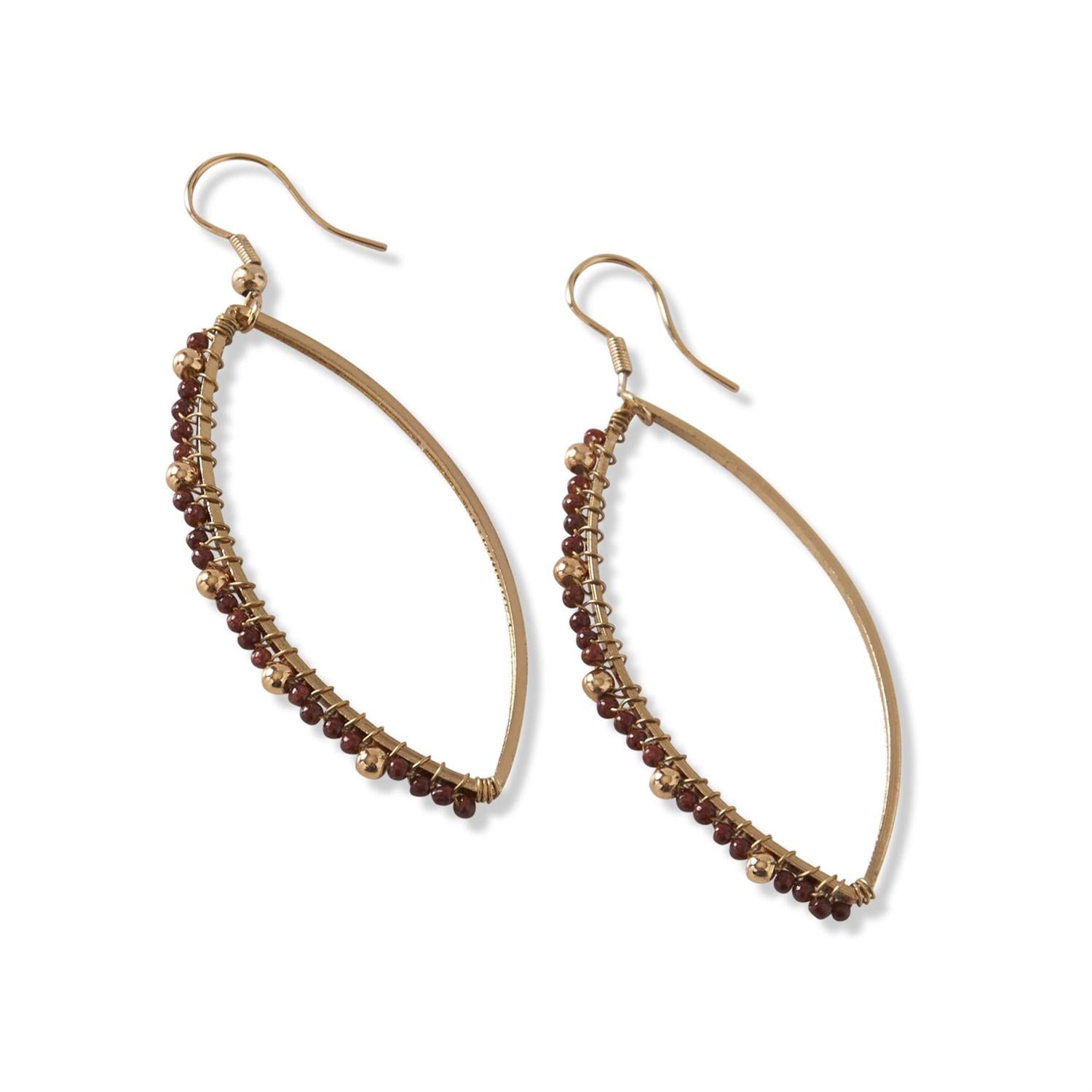 Seed Bead Oval Hoop Earring