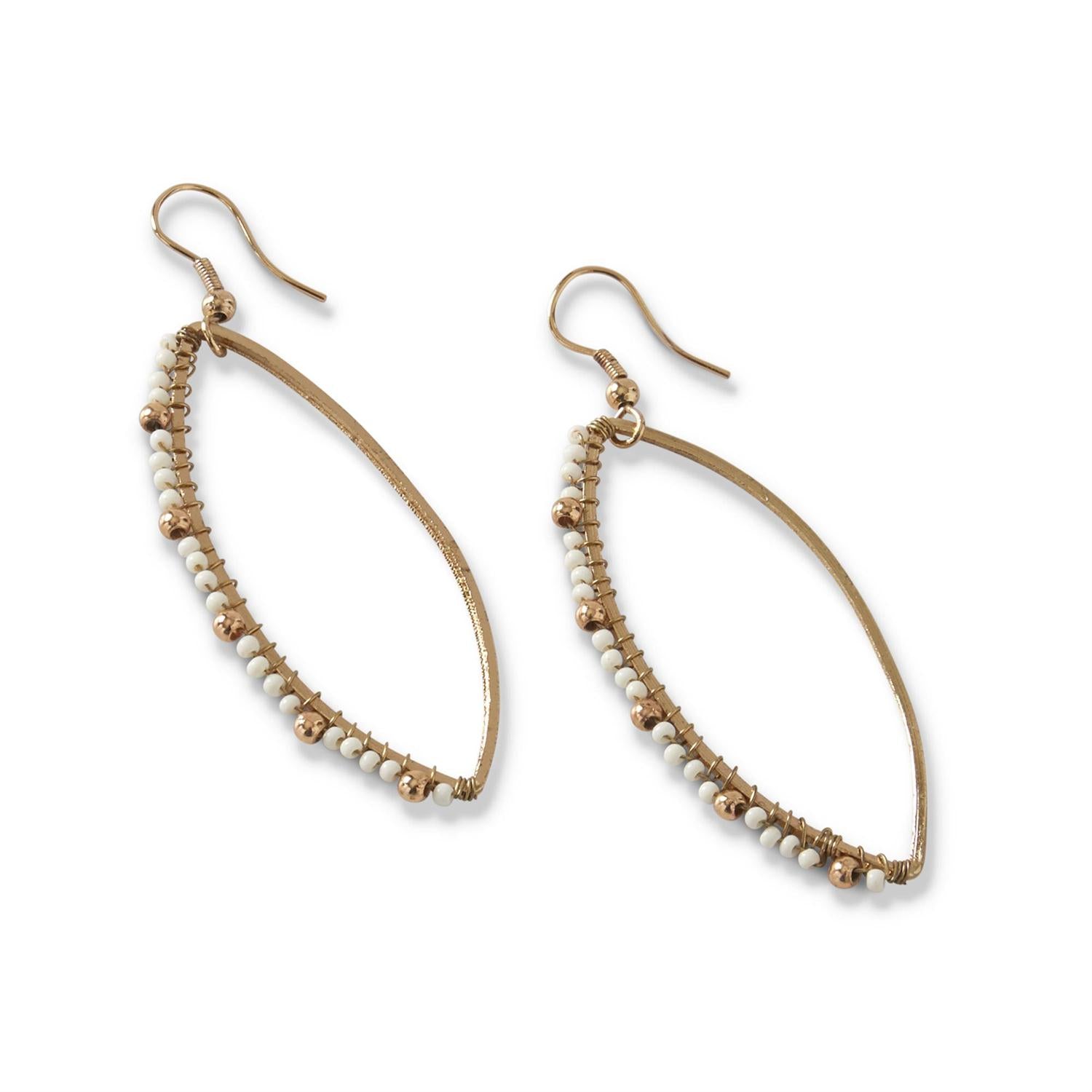 Seed Bead Oval Hoop Earring