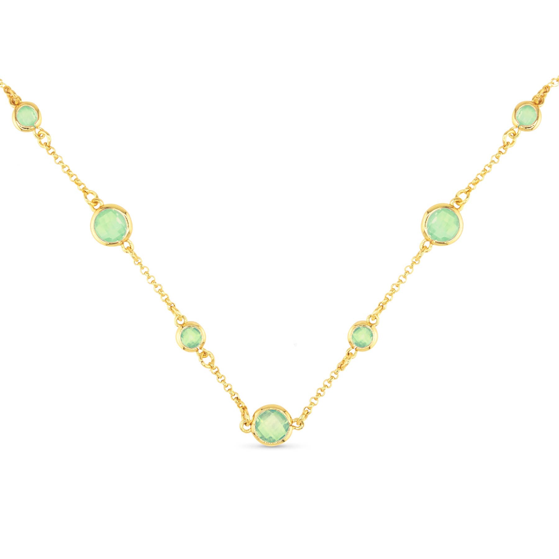 Faceted CZ Necklace | Ice Blu Collection: Milky White / 18K Gold Dipped