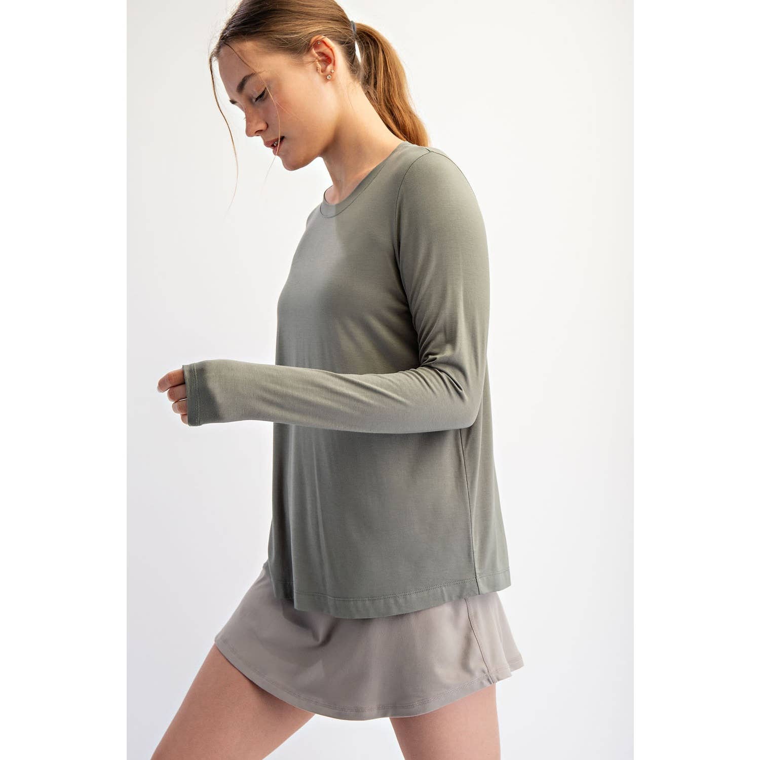 BLACK VISCOSE MODAL LONG SLEEVE TOP